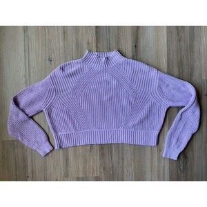 Aeropostale Lavender Fair Isle Mock Turtleneck Cable Knit Sweater Women's Sz MED